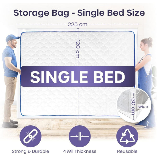 Heavy Duty Mattress Bag for Moving and Storage - Reusable Waterproof Mattress Cover for Moving, Storage and Protect Beds from Stains, Dust, and Pest Damage
