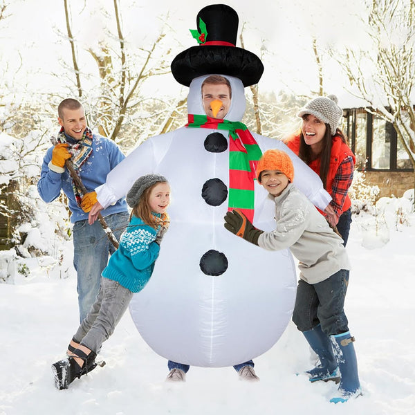 Poptrend Inflatable Snowman Costume Christmas Costume Funny Blow up Snow Man Costumes for Adult Kids Cosplay Fancy Dress Party Costumes