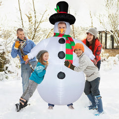 Poptrend Inflatable Snowman Costume Christmas Costume Funny Blow up Snow Man Costumes for Adult Kids Cosplay Fancy Dress Party Costumes