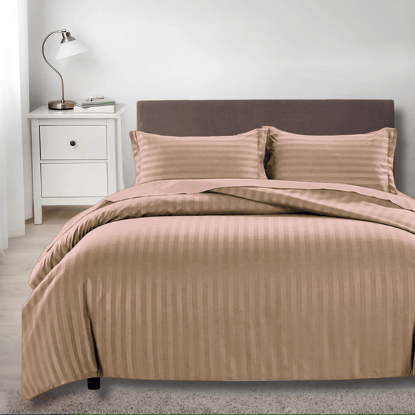 Luxurious Hotel Quality SATIN STRIPE DUVET/QUILT COVER BEDDING SET with Pillowcases All Sizes Bedding Set - 3pcs Hypoallergenic Satin Stripes Microfiber Duvet Quilt Cover with Pillow Cases - Soft Comfortable, Durable Breathable & Anti-Wrinkle Duvet Cover
