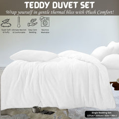 Teddy Bear Fleece Duvet Cover Set | Single Double King Size Bedding | Super Soft Plush Quilt Cover with Pillowcases | Warm Cosy Thermal Fluffy Set for Cold Nights | Easy Care & Durable Comfort | Luxury Teddy Fleece Bed Cover for Bedroom Warmth & Style | F