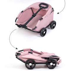 Mini Dog Stroller – Foldable Pet Carrier Cart with 360° Rotatable Handle, Extendable Pull Handle & Storage Bag Lightweight Travel Buggy for Small Dogs & Cats