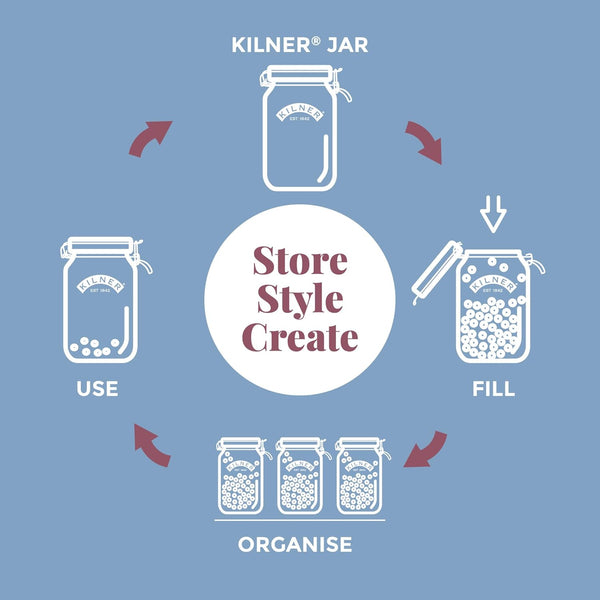 Kilner Clip Top Jar 1.5 Litre (1500 Ml) Airtight Glass Storage Jar for Preserving Fruits Vegetables Coffee Tea Rice Flour Nuts Pasta