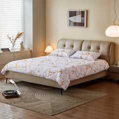1set White Gilded Marble Pattern Duvet Cover Pillowcase Three-Piece Bedding Set with 2 Pillowcases for All Seasons and 1 Soft Duvet Cover Home Bedding Three-Piece Set
