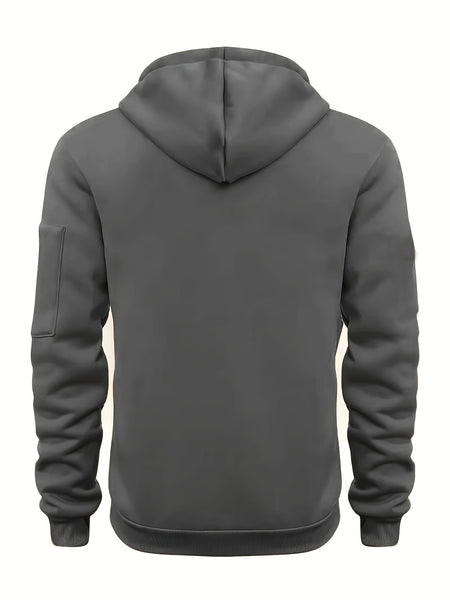 Fashion Street Style Set, Casual Versatile Jacquard Hooded Sweatshirt And Long Pants 2pcs Outfit, Men'S Clothing