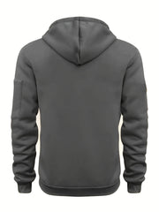 Fashion Street Style Set, Casual Versatile Jacquard Hooded Sweatshirt And Long Pants 2pcs Outfit, Men'S Clothing