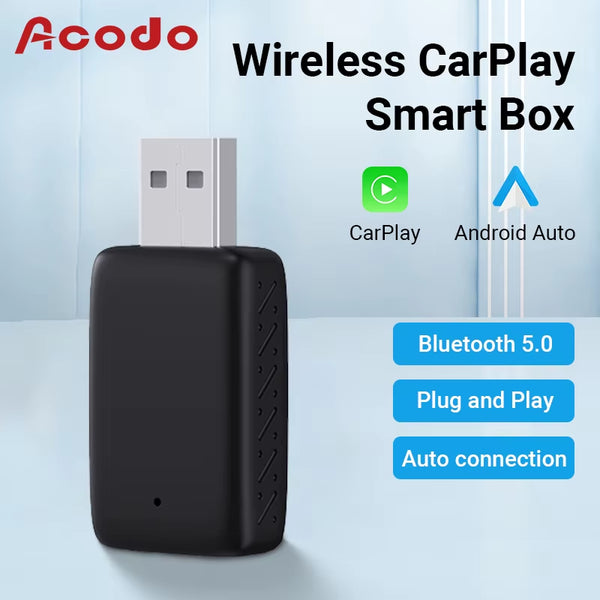 NEW Android14 Wireless Carplay and Android Auto 3In1 Quad Core 4GB+64GB Smart Box Built-In Apps for Youtube Nexflit Wifi
