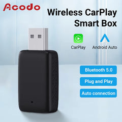 NEW Android14 Wireless Carplay and Android Auto 3In1 Quad Core 4GB+64GB Smart Box Built-In Apps for Youtube Nexflit Wifi