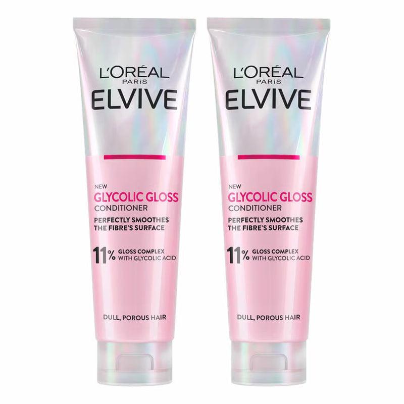 L'Oréal Paris Elvive Glycolic Gloss Conditioner, 2 X 150Ml