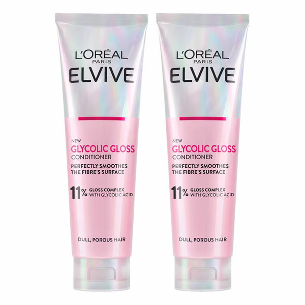 L'Oréal Paris Elvive Glycolic Gloss Conditioner, 2 X 150Ml