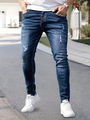 Men's Elastic Jeans Slim Fit Korean Style for Teens