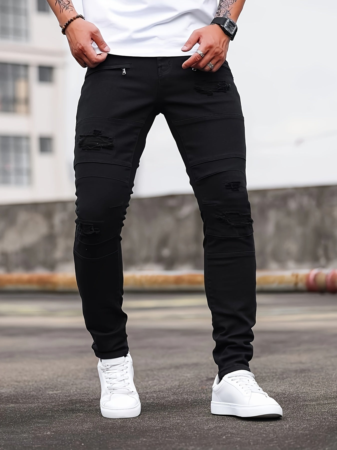 Spring And Autumn Fashion Hong Kong Style Classic Commuter Pants Easy Fashion Casual Daily Slim Fit Jeans Men