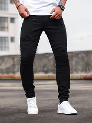 Spring And Autumn Fashion Hong Kong Style Classic Commuter Pants Easy Fashion Casual Daily Slim Fit Jeans Men