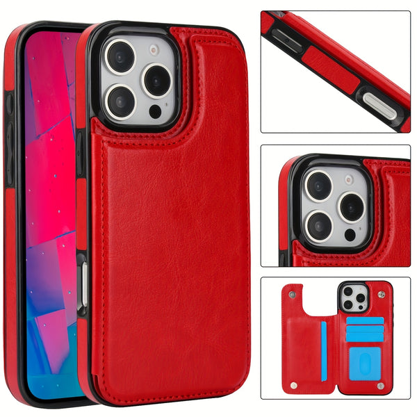 Phone Case -Cardholder-Style Phone Case, Convenient. for Iphone 17 Promax/Pro/ Air, 16 Plus, 15, 14 Pro Max, 13, 12, 11. Gift for Friends, Boys, Girls Or Family. This Business Shock-Resistant Protective Case Features a Solid Color