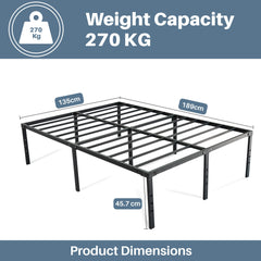 Metal Bed Frame | Black Metal Bed Frame - 18 Inches Under bed Storage Space - Sturdy Metal Construction - Easy Assembly