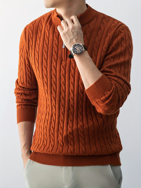 Christmas Gift for Men, New Twist Zipper Collar Pullover Sweater, Autumn And Winter Style, with Velvet, Thickened, Warm And Cold-Resistant, Can Be Worn Inside Or Outside, Casual And Versatile Essential, Knit