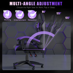 GartistGo Ergonomic Gaming Chair - Gamer Chairs with Lumbar Cushion + Headrest, Height-Adjustable Office & Computer Chair for Adults, Girls, Boys (Without footrest)