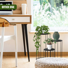 GEEZY Plant Stands Indoor, Set of 3 - Black Round Metal Flower Pot Stand, Aesthetically Pleasing Modern Planter Holders & Decorative Display Rack, Living Room Accessories for Home & Office