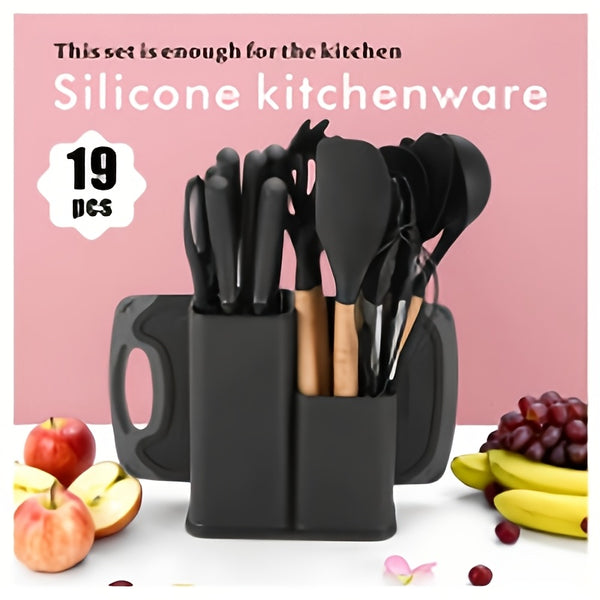 Silicone Kitchen Utensils Set | Heat Resistant And, Suitable For Non Stick Pans, Stainless Steel Cutting Tools, Small Kitchen Tools, Ideal Holiday Gift 17+2 Sets Of Food Grade Silicone Cooking Combinations