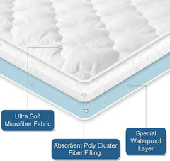 100% WATERPROOF QUILTED MATTRESS PROTECTOR with Deep Fitted Pocket Stretches Up to 30 Cm, Fully Bed Fitted Anti- Allergic | Non Noisy | Non-Plastic |Ultra Soft Deep & Breathable Mattress Protector All Sizes UK
