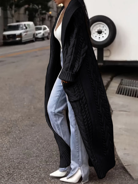 Targeted Development Direction Sweater Thick Twist Big Lapel Long Open Front Cardigan Pullover for Spring Autumn Winter