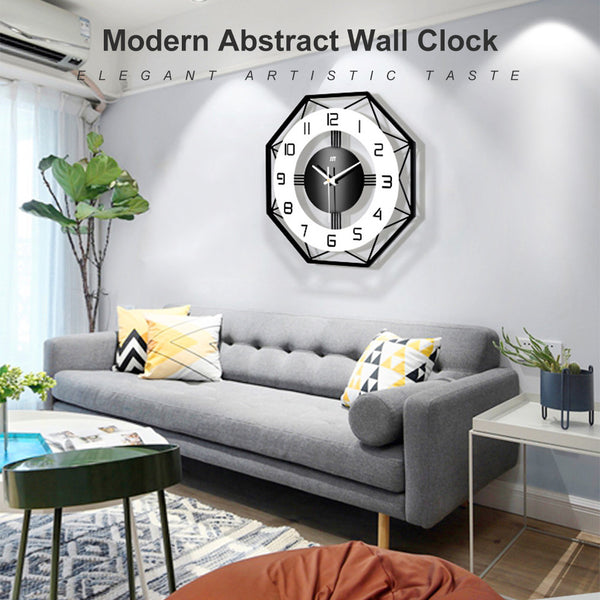 Wall Clock Metal Clock [35*35CM] Modern Silent Non-Ticking Black Clock Skeleton Design for Living Room, Bedroom, Office (Excluding Battery)