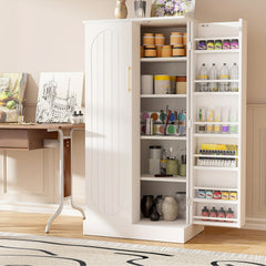 Freestanding Kitchen Pantry Storage Cabinet, White, Adjustable Shelves, 3-Level Design, 60cm W x 40cm D x 120cm H, Easy Assembly, Spacious Storage for Kitchen, Home Office, Bedroom, Bathroom