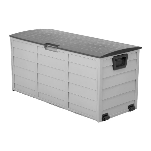290L Lockable Waterproof Storage Box – Heavy-Duty Outdoor Deck Chest with Wheels Garden & Patio Recycling Bin Organizer for Tools, Cushions (112*49*54cm)