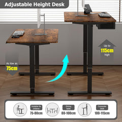 Electric Standing Desk, Sit Stand Table, Height Adjustable Electric Standing Computer Desk with USB Charging Port and Desk Drawer for Home Office