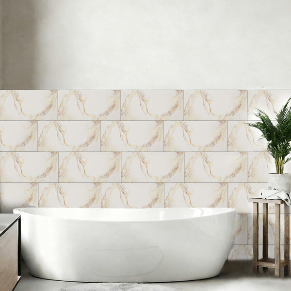 10pcs 3D Marble Wall Tiles Wallpaper, PVC Peel & Stick, Self-Adhesive Wall Stickers Wall Stickers, Golden/Grey Marble Pattern - Home Decoration Wall Stickers, Easy to Clean And Cut, Suitable for Renovation of Bathrooms, Living Rooms, Kitchens, Bedrooms