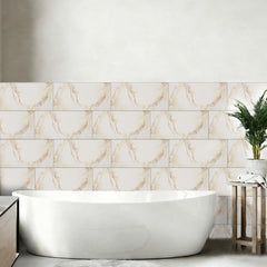 10pcs 3D Marble Wall Tiles Wallpaper, PVC Peel & Stick, Self-Adhesive Wall Stickers Wall Stickers, Golden/Grey Marble Pattern - Home Decoration Wall Stickers, Easy to Clean And Cut, Suitable for Renovation of Bathrooms, Living Rooms, Kitchens, Bedrooms
