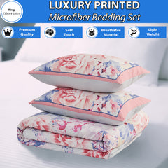 Microfiber Printed Bedding Set | Ultra Soft Duvet Quilt Cover Lightweight & Breathable Fabric | Elegant Patterned Design for Modern Bedrooms | Available in King Size | Machine Washable, Quick Dry & Long Lasting Comfort | LOCAL WAREHOUSE Dispatch | Trusted