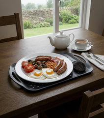 2-Pack Non-Slip Rectangular Plastic Serving Tray – High-Grip Surface, Easy-Hold Handles