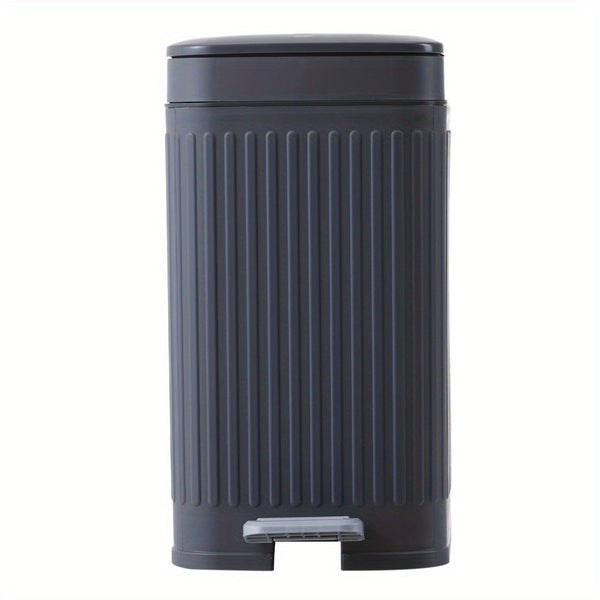 7L Household Grey Simple Trash Can Storage Bin, Anti-odor, Kitchen and Living Room Gap Trash Can with Lid, Push Foot Pedal Trash Can
