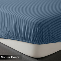 1pc Extra Deep Striped Fitted Sheet 40cm – Soft & Comfortable Microfiber Bedding, Breathable & Smooth, Machine Washable Bed Sheet Suitable for Bedroom