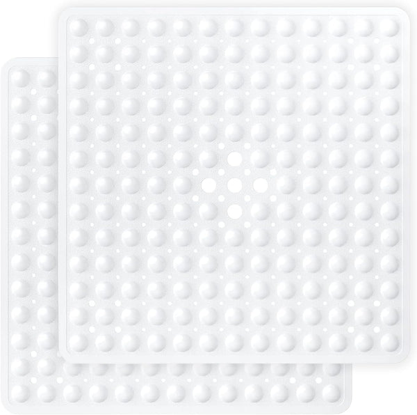 MOONLIGHT20015 Shower Bath Mat Non Slip anti Mould & Mildew with Strong Suction Cups Grip and Drain Holes Soft Rubber Shower Mats - PVC Bathroom Mat Machine Washable (70X38Cm, White)
