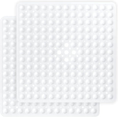 MOONLIGHT20015 Shower Bath Mat Non Slip anti Mould & Mildew with Strong Suction Cups Grip and Drain Holes Soft Rubber Shower Mats - PVC Bathroom Mat Machine Washable (70X38Cm, White)