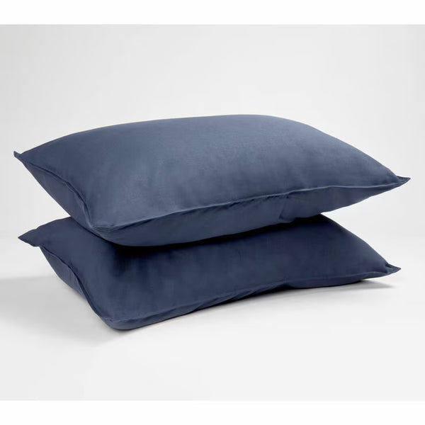Panda Bamboo & French Linen Navy Duvet Cover Set in 3 Sizes