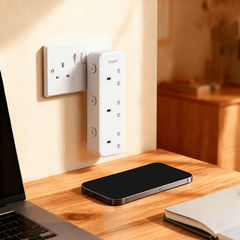 baykul 1pc Vertical Design Extension Socket, UK Plug Plug Adaptor3 AC UK Outlets With Independent Switch, Suitable For Home Office Dorm