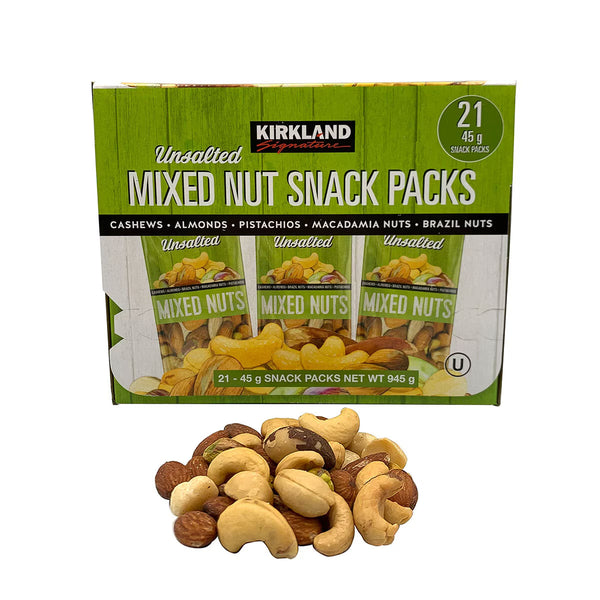 Kirkland Signature Unsalted Mixed Nut Snack Packs, 21 X 45G