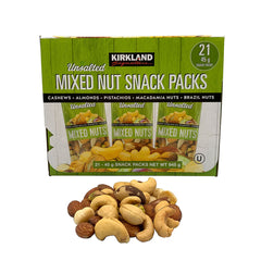 Kirkland Signature Unsalted Mixed Nut Snack Packs, 21 X 45G