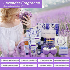 Pamper Birthday Gifts for Women, Unique Friend Gifts for Her, Lavender Self Care Get Well Soon Gifts Set for Mum Sister Wife, Spa Bath Set Bath Bombs Present, Christmas Valentines Mothers Day Gift Box
