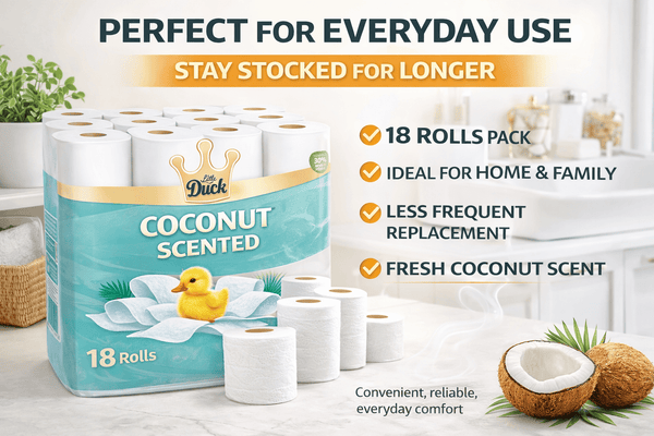 18 Rolls Toilet Paper – Coconut Scented Bulk Pack – Soft & Strong 3 Ply – Fresh & Long Lasting