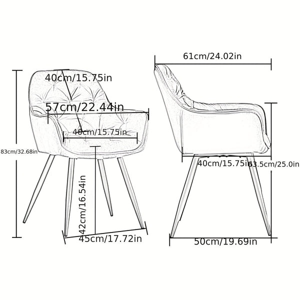 Dining Chairs with Velvet Thick Padded Upholstered Kitchen Tub Chair Armchair with Backrest Metal Legs Living Room Reception Leisure Chairs for Bedroom Lounge Office