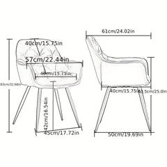 Dining Chairs with Velvet Thick Padded Upholstered Kitchen Tub Chair Armchair with Backrest Metal Legs Living Room Reception Leisure Chairs for Bedroom Lounge Office