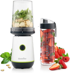 Breville Blend Active Personal Blender & Smoothie Maker | 350W | 2 Portable Blend Active Bottles (600Ml) | Leak Proof Lids | White & Green [VBL246]