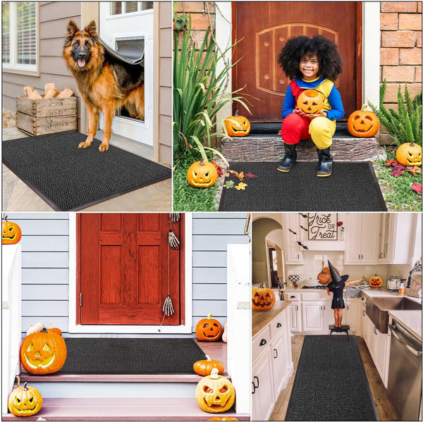 BLADO Washable Door Mats Indoor & Outdoor - Non-Slippery Heavy Duty - Stylish & Large Rubber - Perfect Dust Grabbing Doormats (Anthracite, 40Cm X 60Cm)