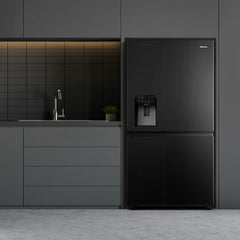 Hisense Pureflat RS818N4TFC, Non Plumbed Side by Side Fridge Freezer, C Rated in Black