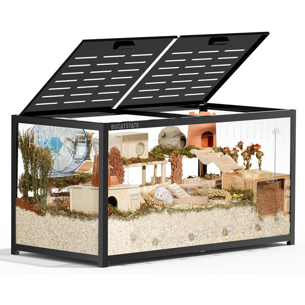 BUCATSTATE Hamster Cage 3.0: 100/120cm(Only 120cm Free 20L Paper Bedding) Spacious Stackable Metal Cage for Dwarf And Syrian Hamsters, Gerbils, And Mice Easy Top Access And Quick Assembly, Hamster Accessories