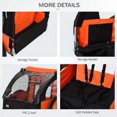 2-Seat Child Bike Trailer Bicycle Wagon for Kid W/ Seat Belt Hitch Coupler